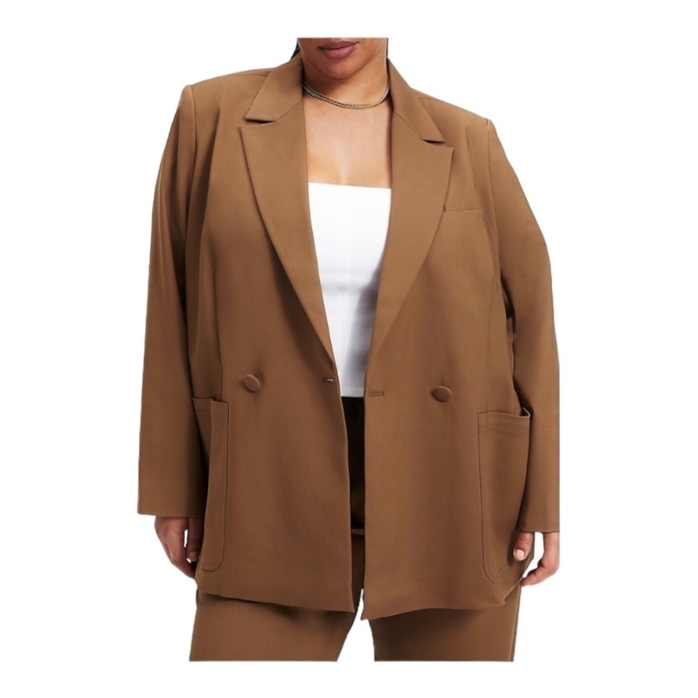 Good American The Boss Blazer Double Breasted - Sepia NWT
